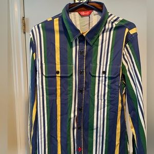 Shinesty The Lodge at Lunch Vintage Striped Retro Stretch Flannel Men’s Medium